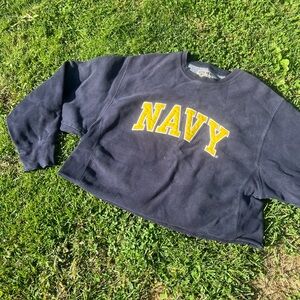 Cropped Navy Crewneck